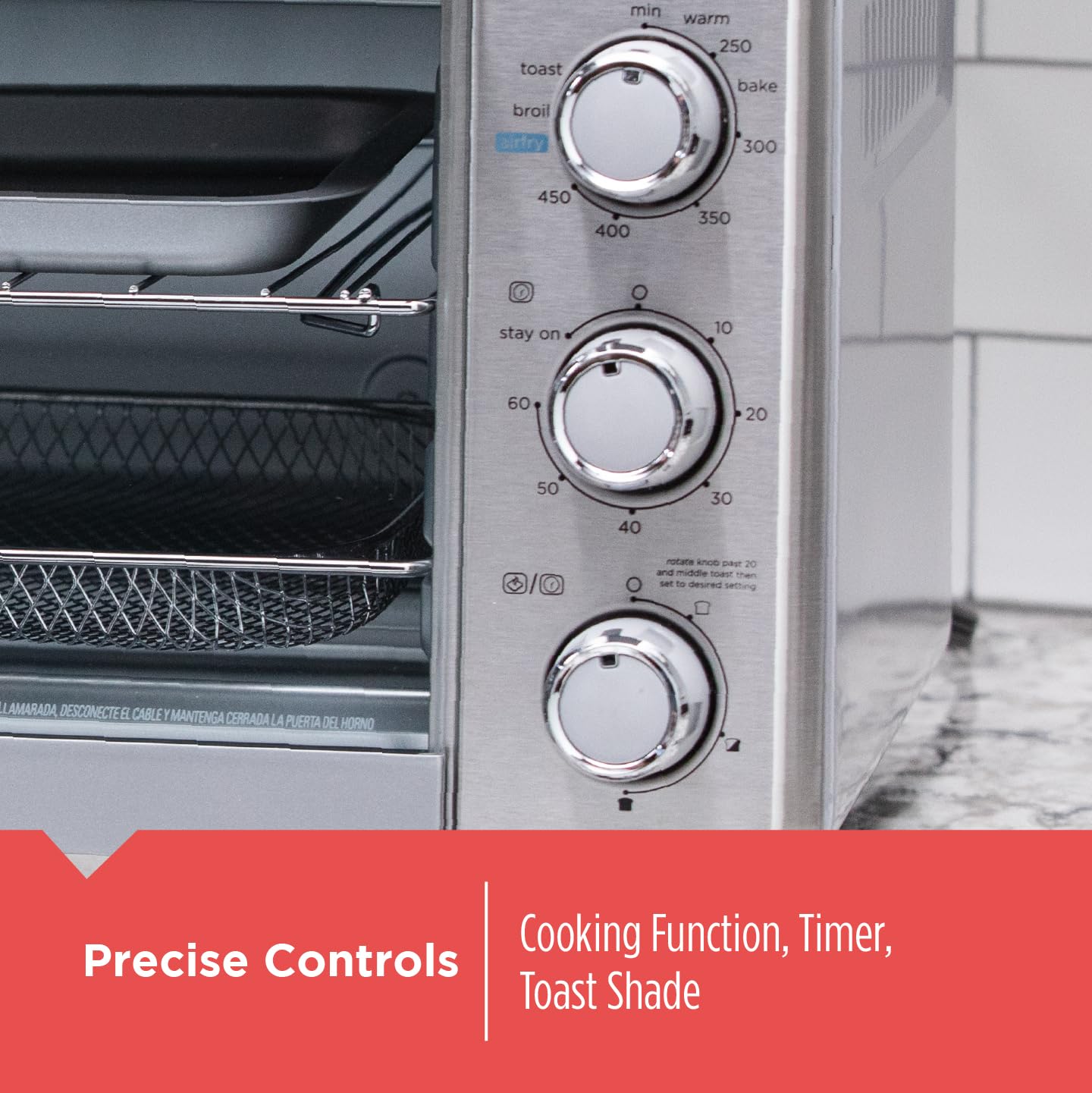BLACK+DECKER™ Crisp 'N Bake Air Fry Horno, se adapta a una pizza de 12 pulgadas, plata