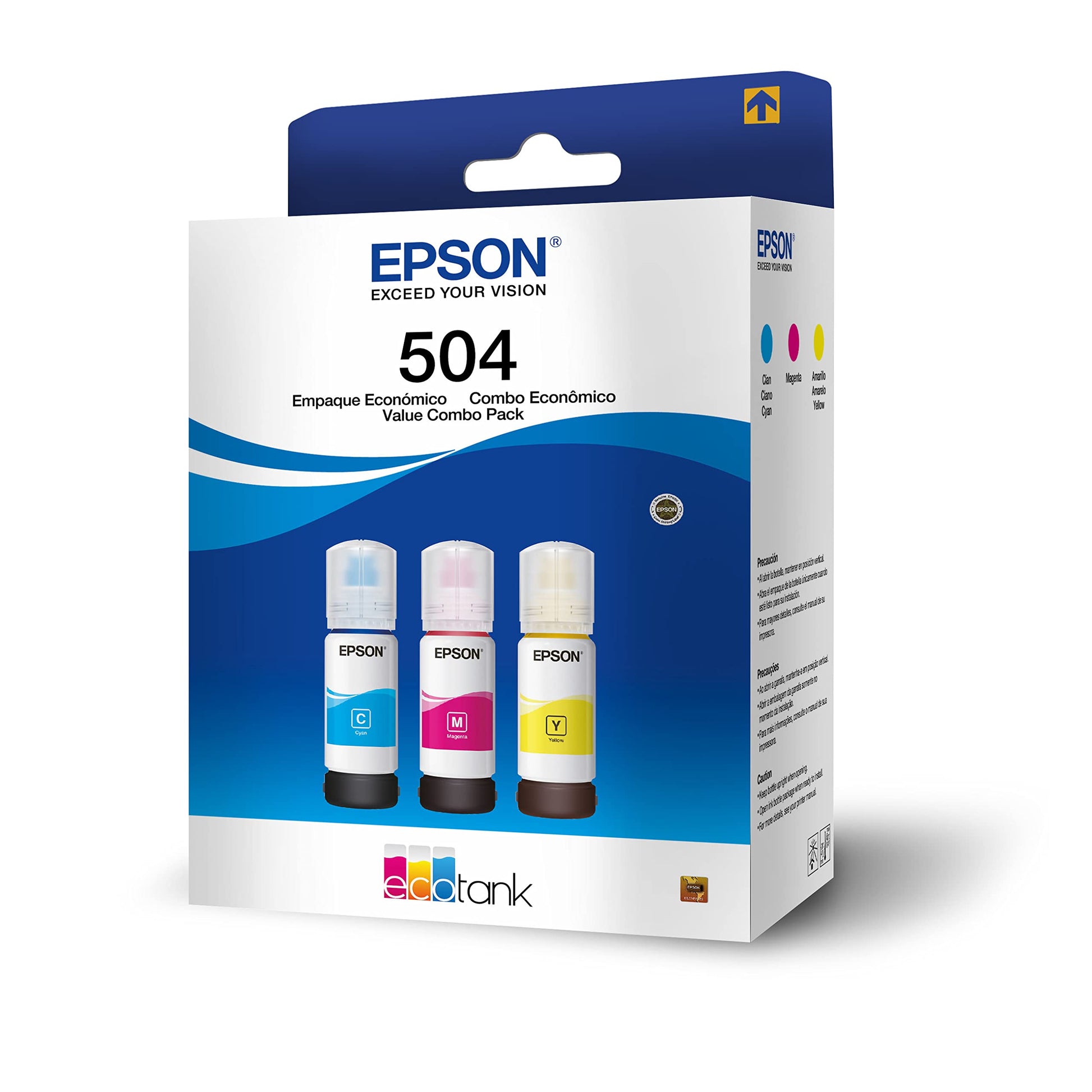Botellas de Tinta Epson Ecofit Cian Magenta Amarillo T504 3 Unidades