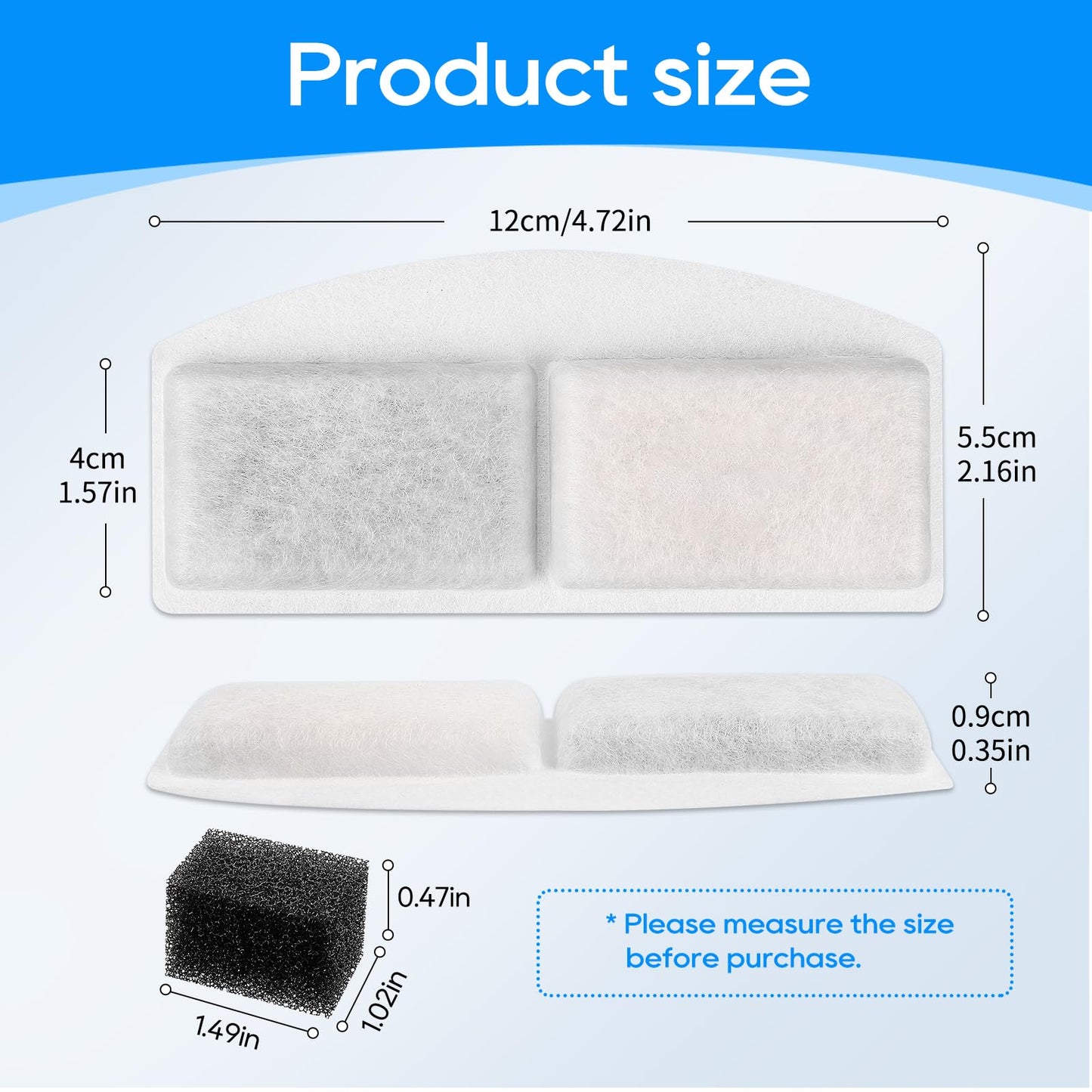 Repuesto Filtro Para Fuente de Mascotas MyfatBOSS Blanco Compatible Fuente Automática 100 Onzas 3 Litros