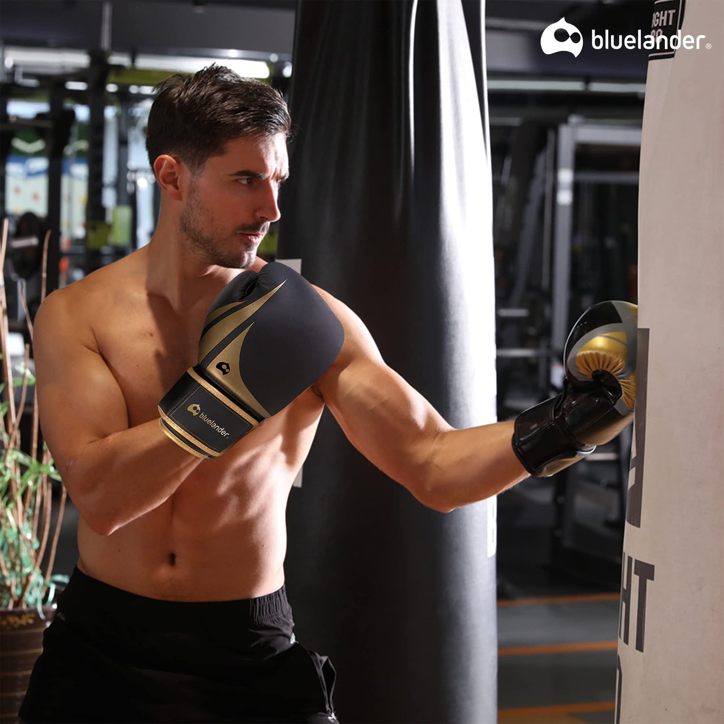 Bluelander Guantes de Boxeo 14 Oz, Guantes de Entrenamiento, para Hombres y Mujeres, con Protector Bucal, Absorción de Impactos y Correa de Velcro, Ideales para Kickboxing y MMA