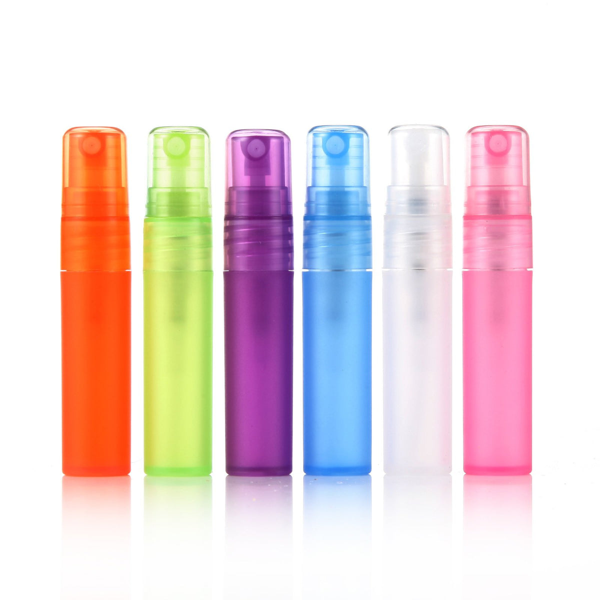 Elfenstal - 24 botellas de 5 ml de 5 ml, atomizador vacío, botella de plástico mate, rellenable, fragancia perfume, botella de muestra, paño limpio para viajes, fiesta, maquillaje, pipeta de 3 ml