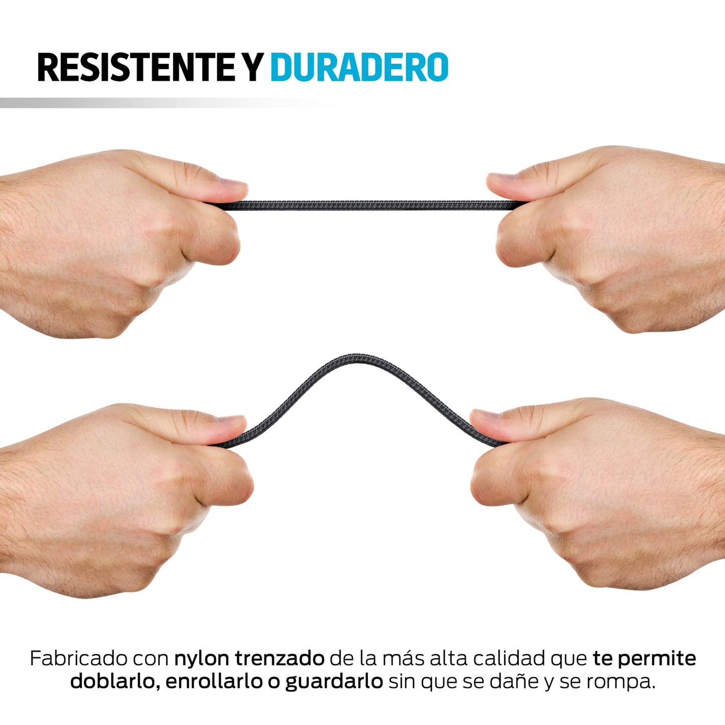 Cable USB C Redlemon Gris Resistente de 3 Metros Compatible con Dispositivos de Carga Rápida