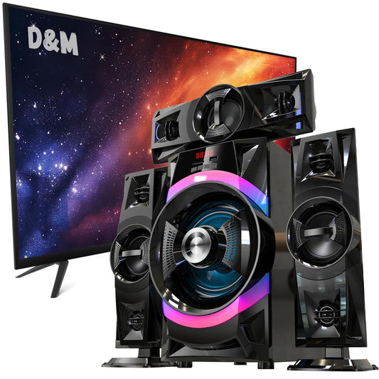 D&M L1 Sonido Teatro en casa,con Subwoofer - Sistema de Sonido Envolvente 3 en 1 Separado,para TV Juegos de PC HD-ARC/BT 5.4/óptica/AUX/USB Conexión 5 Modos EQ Graves Profundos