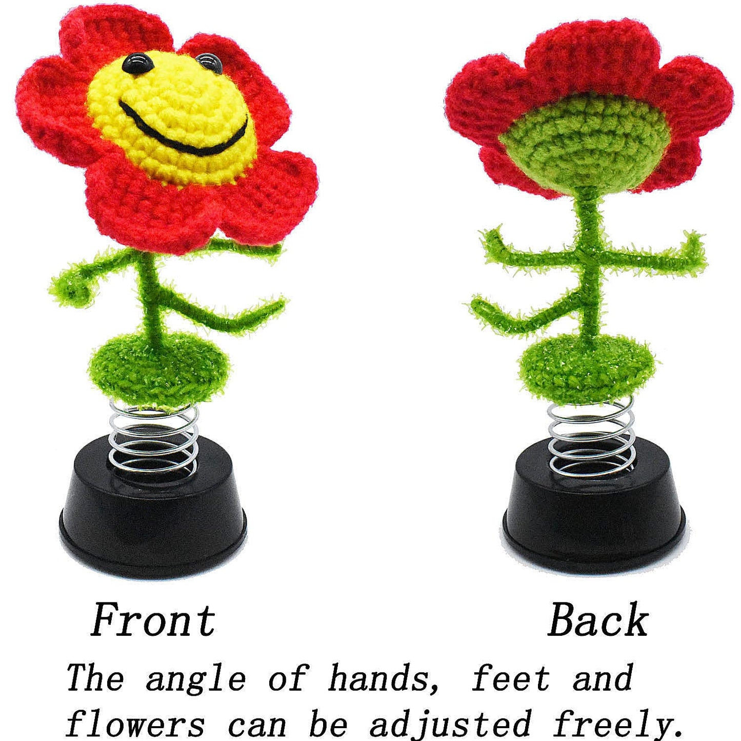 Regalos de girasol para mujer, decoración de girasol hecha a mano, decoración de salpicadero de coche, decoración de pared de flores, diseño de calcomanía inferior (rojo)