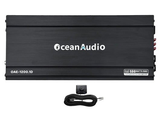 Amplificador Monobloque OceanAudio OAE-1200.1D 2400W con control remoto de subwoofer