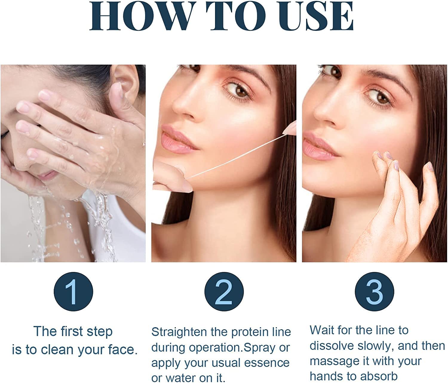 Hilo de proteína soluble coreano, hilo de colágeno para levantar instantáneamente la proteína facial, hilos de colágeno absorbentes, juego de levantamiento de hilos de proteína, reduce las arrugas de líneas finas, para mujeres (3 cajas)