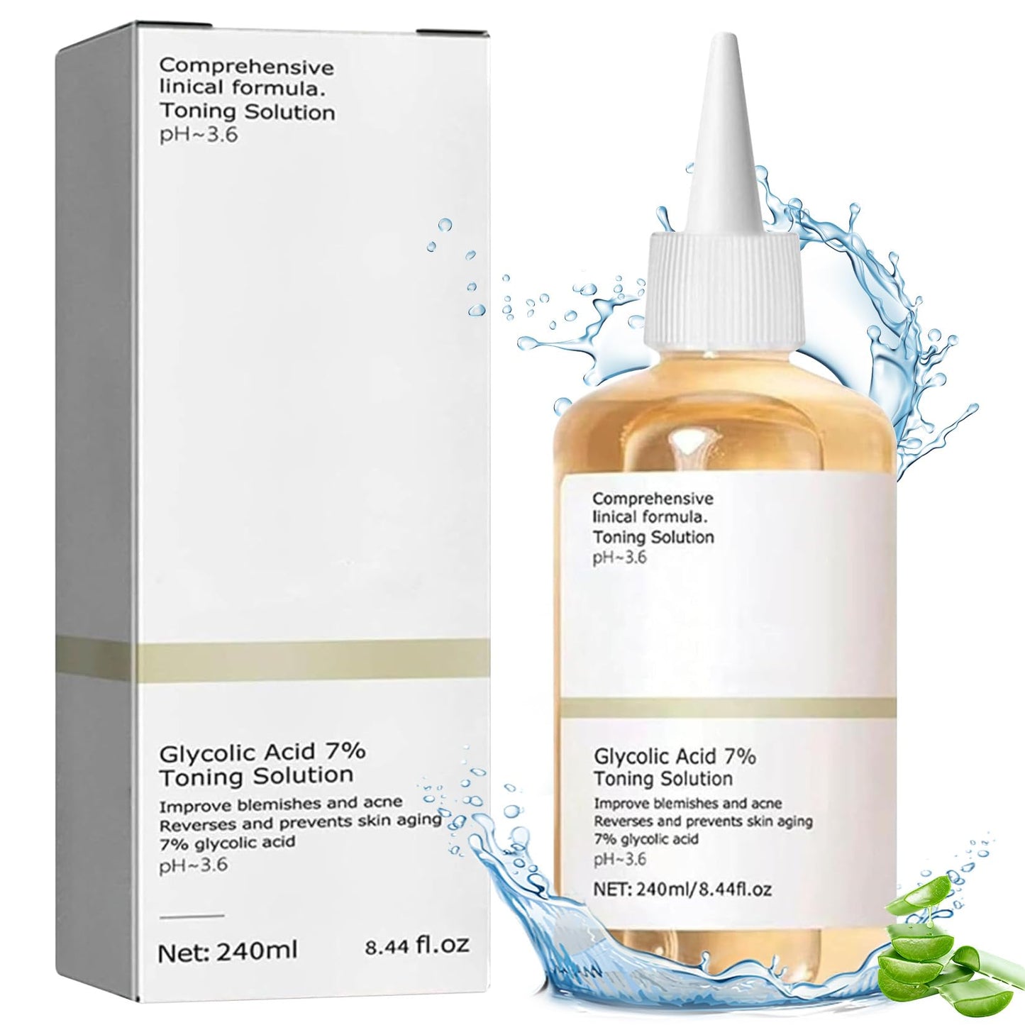 Tónico Facial Ácido Glicólico 7% 240ml para Manchas y Acné - Exfoliante y Rejuvenecedor de Piel Grasa - Tonificante y Despigmentante - Solución Reafirmante SEO