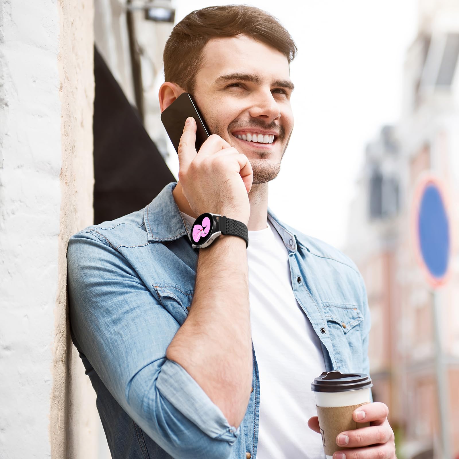 Correa Magnética Trenzada Vcegari negra Compatible con Samsung Galaxy Watch 7 6 5 4 y Active 2