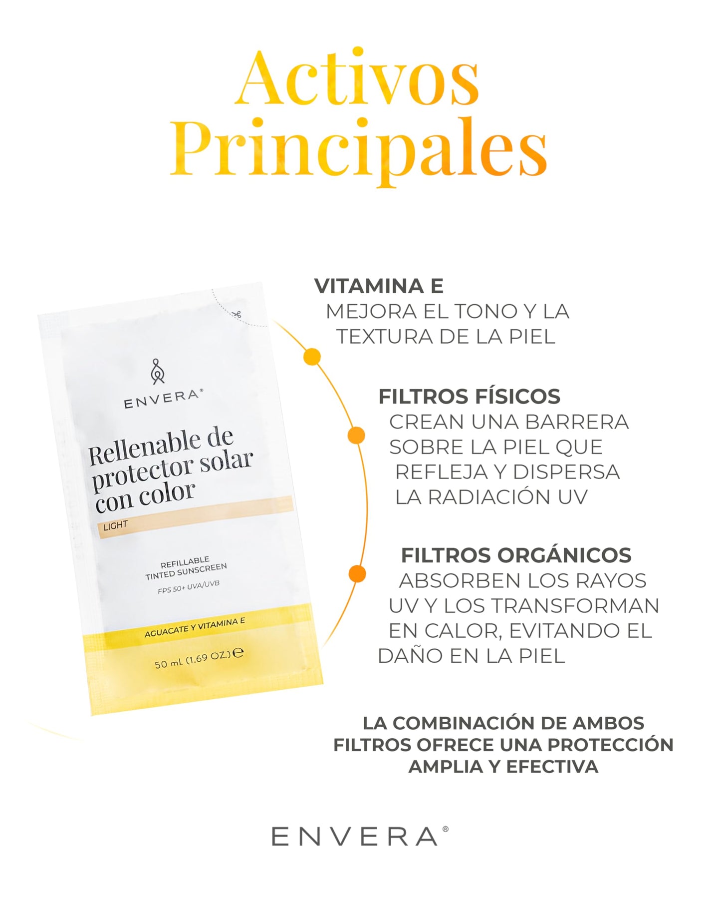 Protector Solar Facial Envera Light SPF 50+ Mousse Matificante Vegano y Ecológico Resistente al Agua