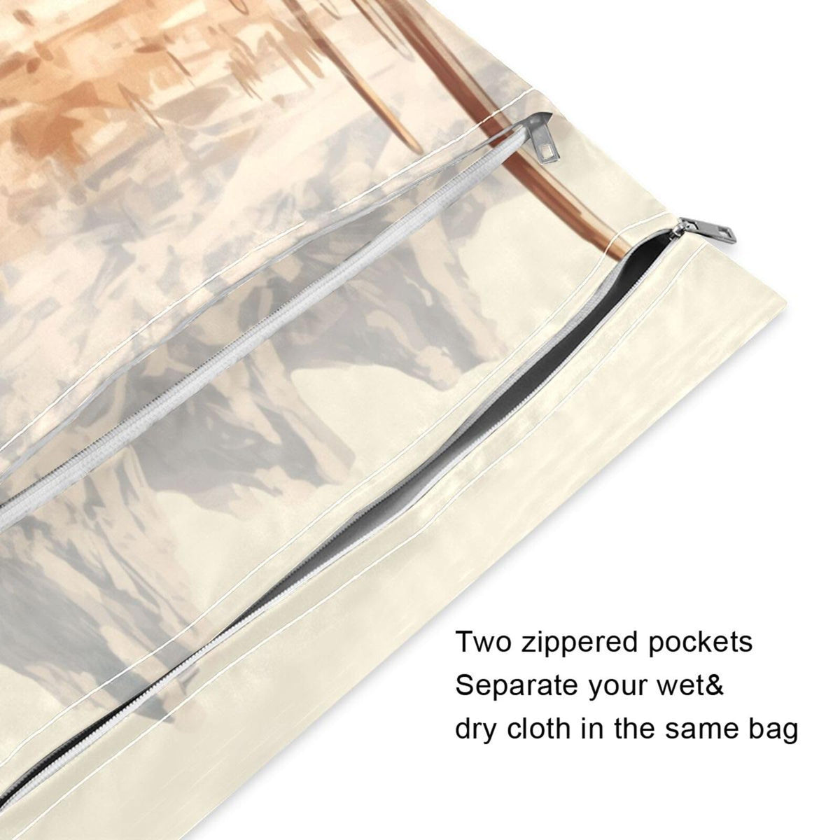 GOODOLD - Bolsa húmeda para pañales, impermeable, reutilizable, para viaje, con dos bolsillos con cierre para trajes de baño, 2 unidades