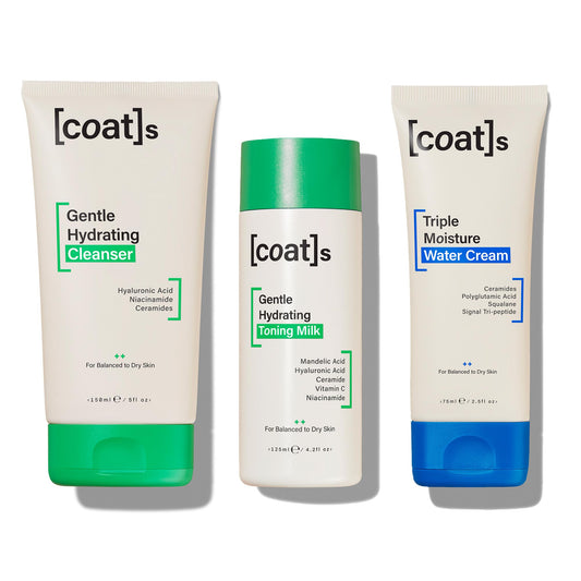 Coats Paquete De Cuidado De La Piel, Limpiador Facial Hidratante Suave + Tónico + Humectante Facial. Set De Cuidado De La Piel Para Mujer Y Hombre Con Ácido Hialurónico + Ceramidas, Pieles Mixtas A S