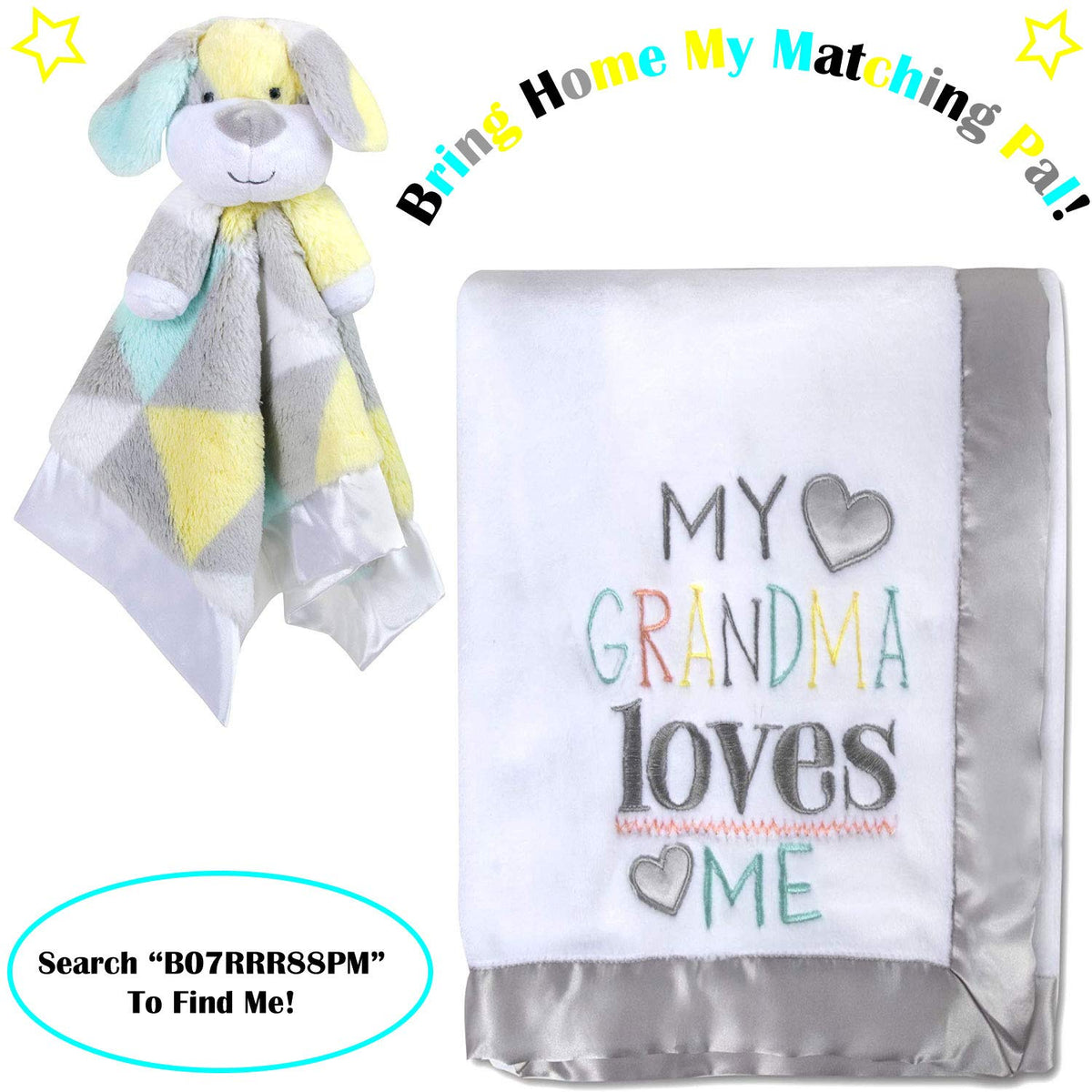 Manta de forro polar de 30 x 40 pulgadas con ribete de satén para niños, niñas y bebés de género desconocido (amor de la abuela)