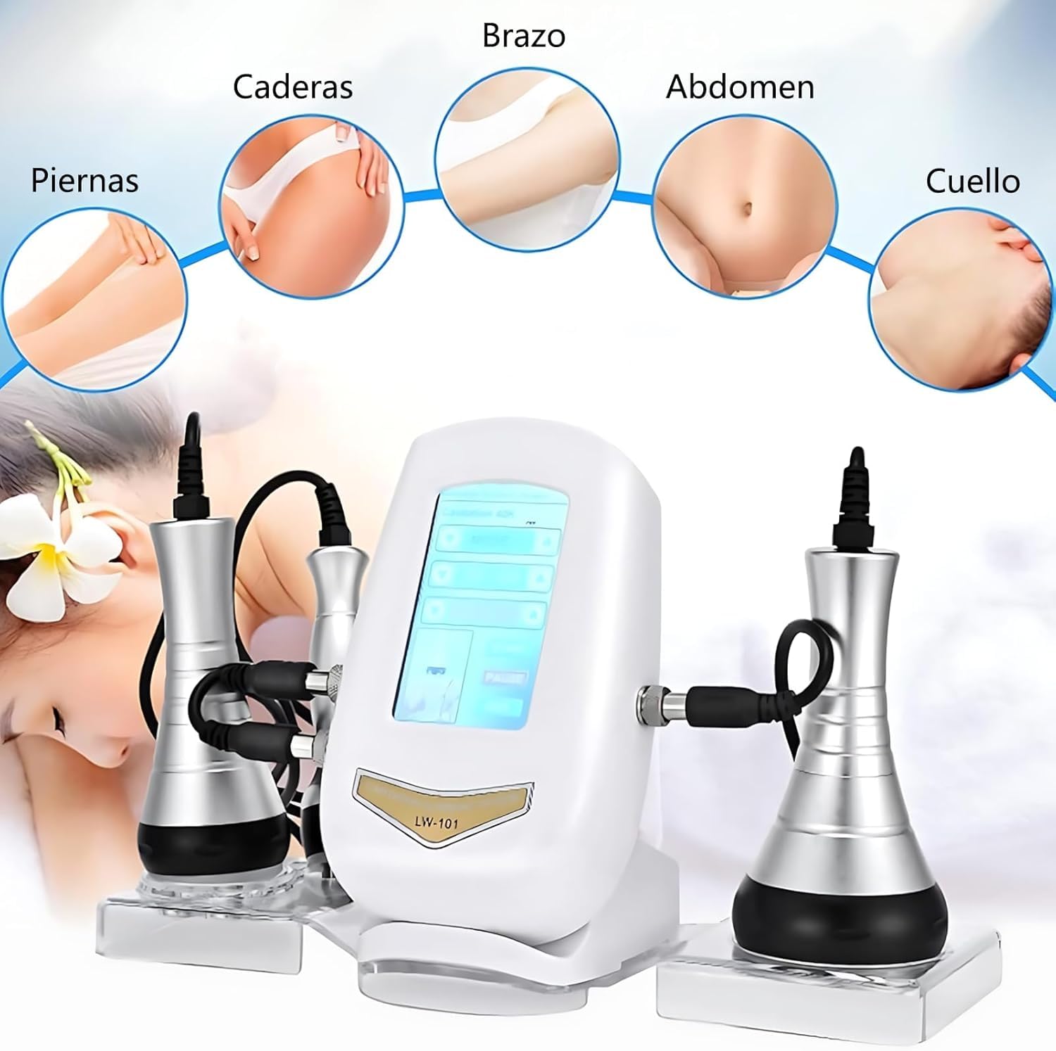 Masajeador 3 en 1 para Celulitis Cavitación y Radiofrecuencia Corporal y Facial para Salones y uso Doméstico