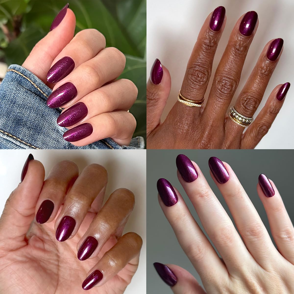 Olive & June Uñas postizas Effects Super Stick Mani | Medianas, ovaladas | No necesitan pegamento | 32 pestañas en 16 tamaños | Pestañas no tóxicas | Fáciles de poner y quitar, no dañan | Real