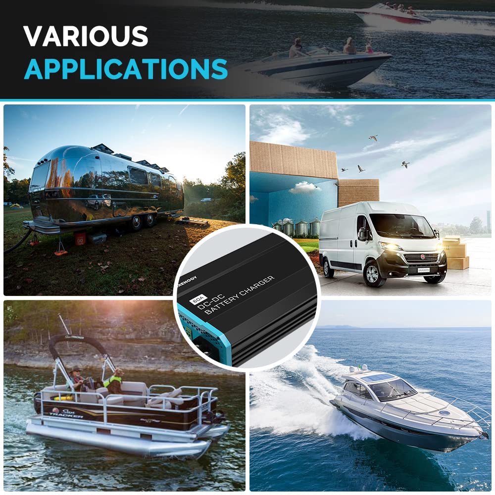 Renogy DC cargador de batería a bordo, Cargador de batería de 40 A CC a CC., DC to DC On-board Battery Charger
