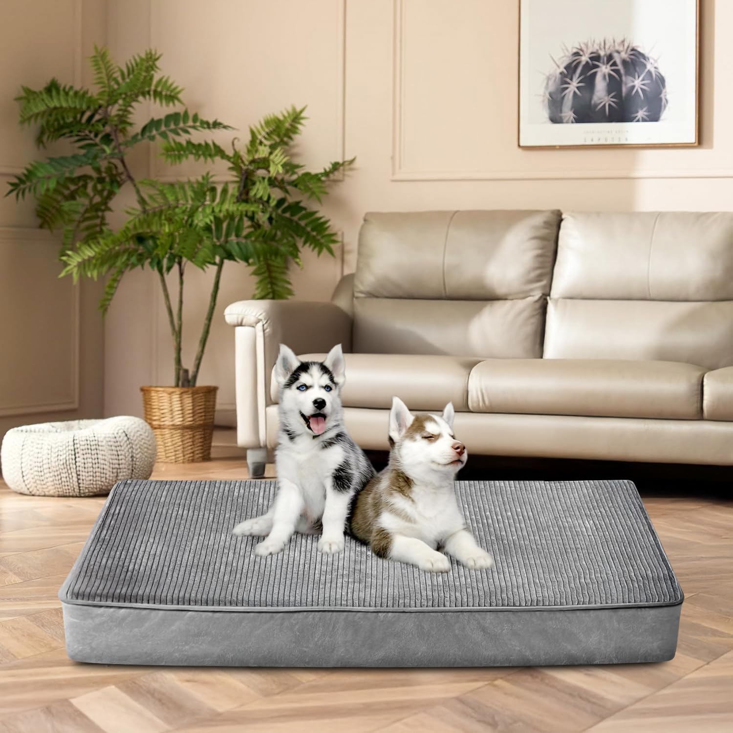 LINGLUCKY Cama para Perros Grande,120cm* 80cm Cama Ortopédica para Perros con Espuma Viscoelástica de Recuperación Lenta,XXL 47in Impermeable de Doble Cara Extraíble y Lavable con Base Antideslizante