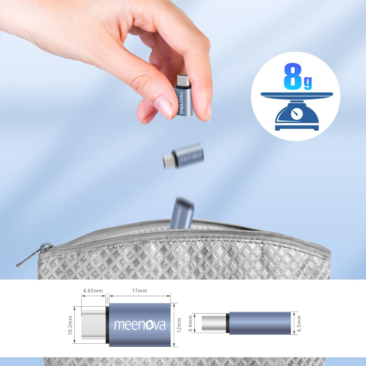 Adaptador Lightning a USB C Paquete de 2 Carga Rápida 60 W Compatible con iPhone iPad Galaxy