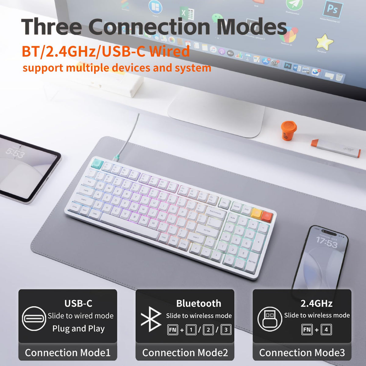 Teclado Mecánico Inalámbrico nuphy Air100 V3 con Perilla Multifuncional
