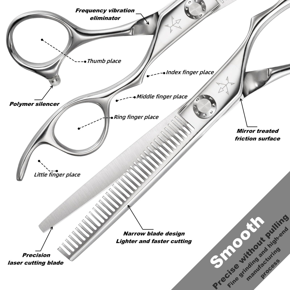Fengliren Tijeras profesionales de alta gama para adelgazar el cabello, tijeras de corte de dientes, peluquería para peluquería, tijeras texturizantes, extremadamente afiladas, aleación de acero