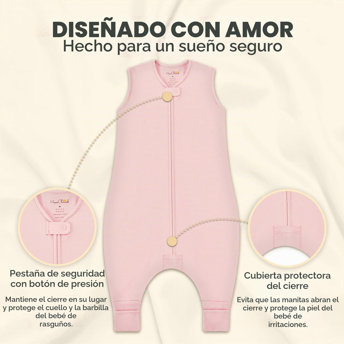 Mama Cheetah Saco de dormir para bebé con pies, 0,5 tog, saco de dormir de verano, algodón orgánico, sin mangas, saco de dormir para bebé, con perneras, para bebés, niños y niñas, 80 cm (altura del