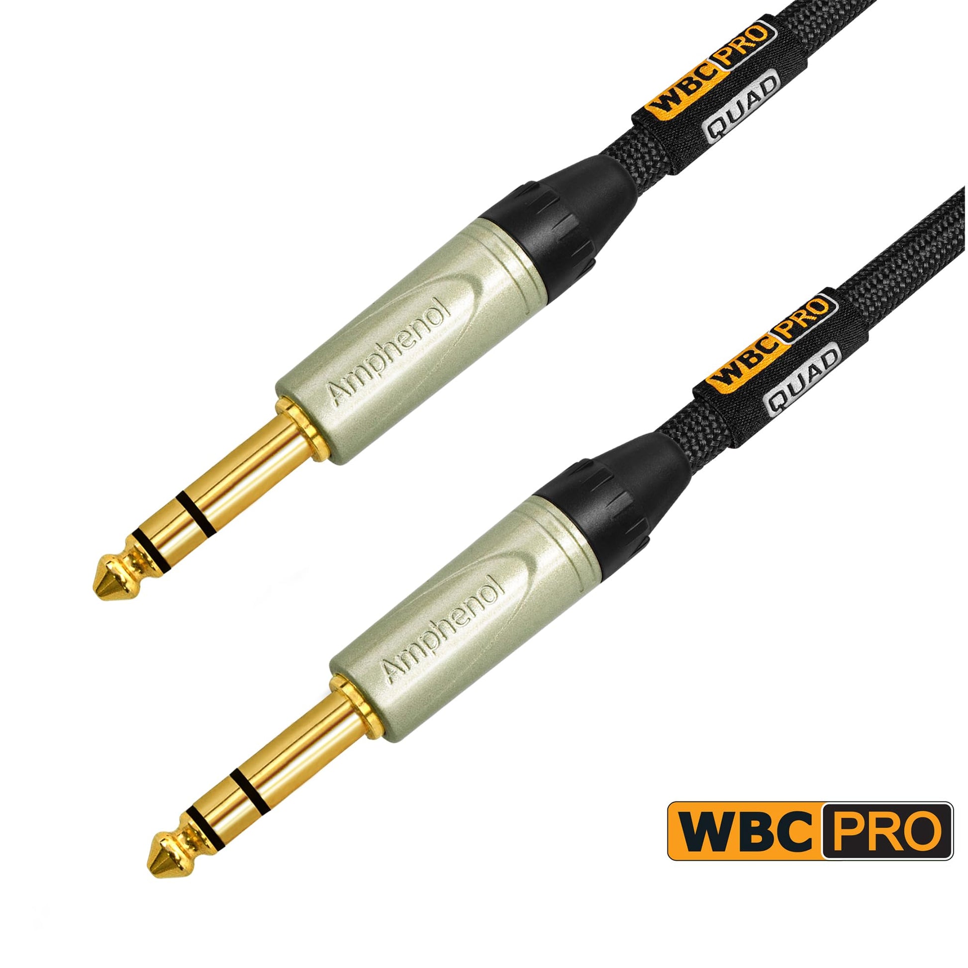 Cable TRS Estéreo WBC-PRO-Quad Negro Ultra Silencioso y Flexible con Conectores Amphenol Oro 6,35 mm Chamarra de Tweed