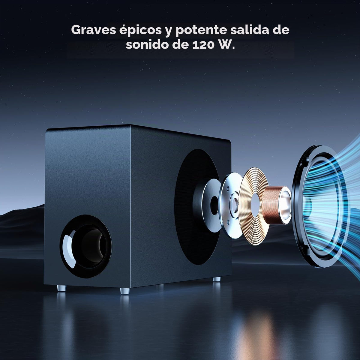Barra de Sonido MZEIBO Negra 120 W con Subwoofer y Bluetooth 5.3 para Smart TV Surround Sound Sistema de Cine en Casa