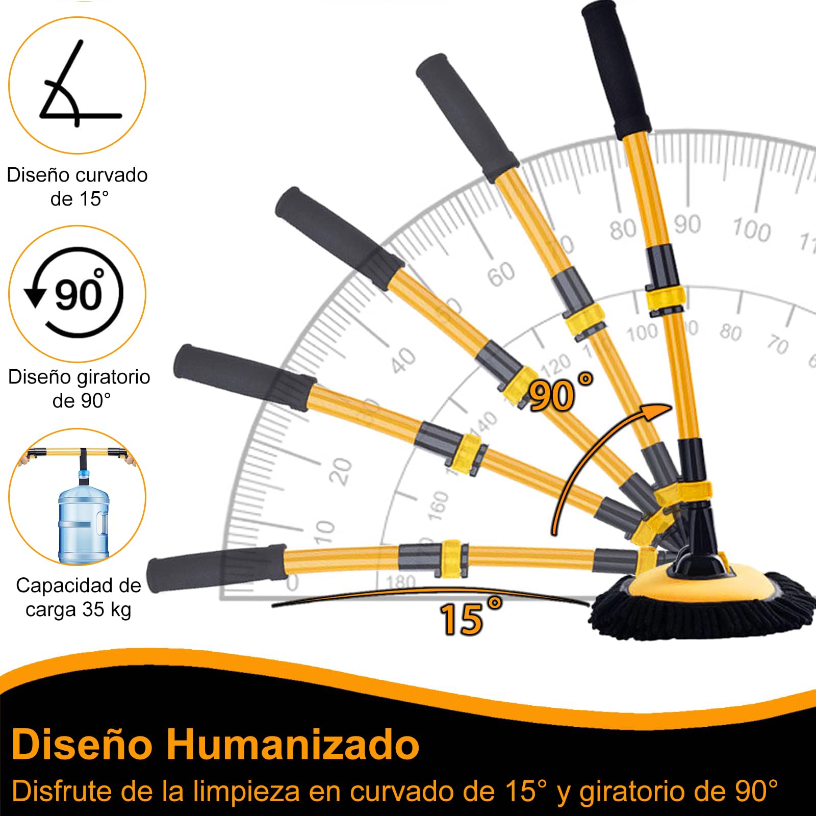 Cepillo Chenilla PANGP Azul con Mango Extensible para Limpieza de Carros, SUV y Camiones