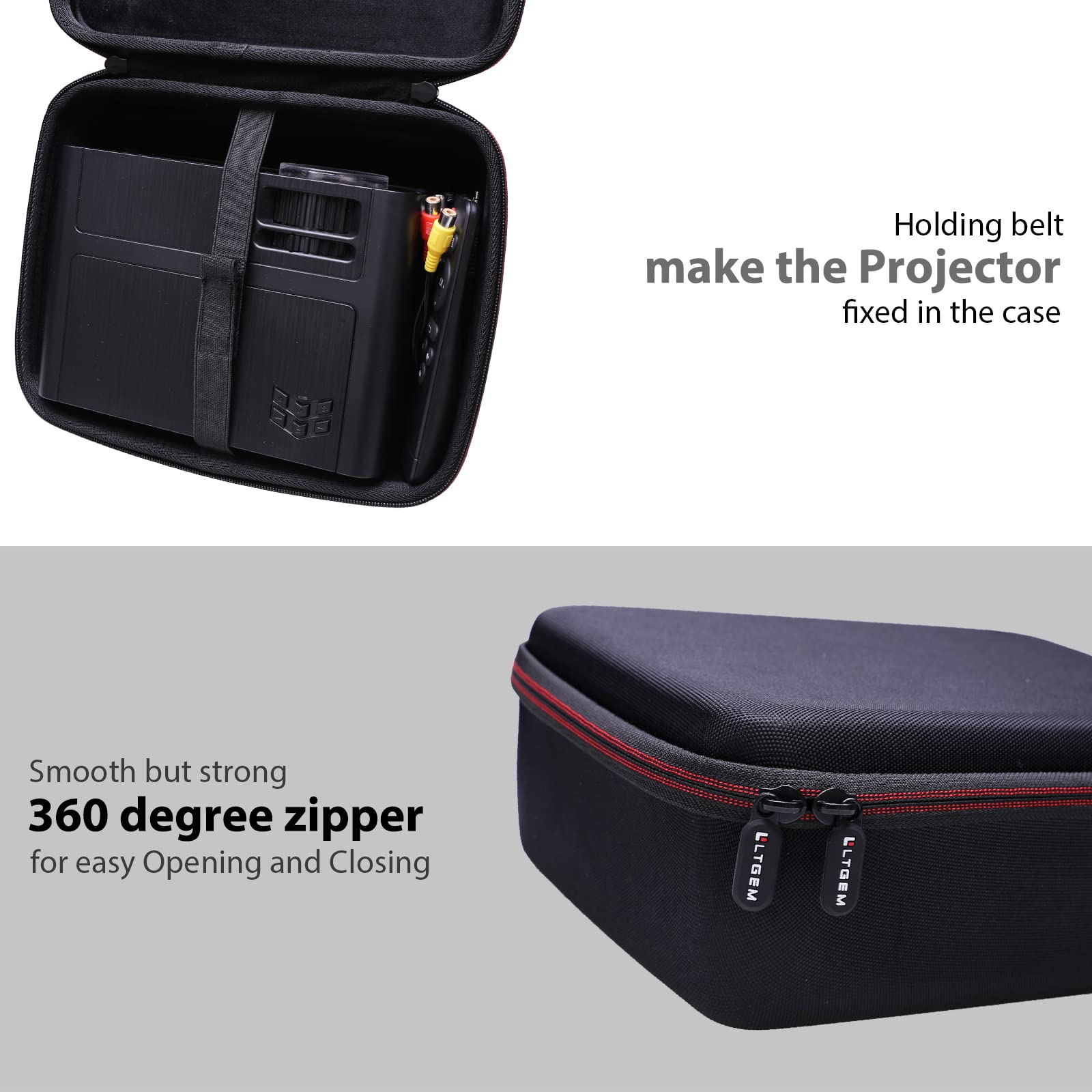 LTGEM - Funda para proyector compatible con ELEPHAS BL128 Mini proyector 2024 actualizado (interior: 9.8 x 7 x 3.5 pulgadas), solo funda