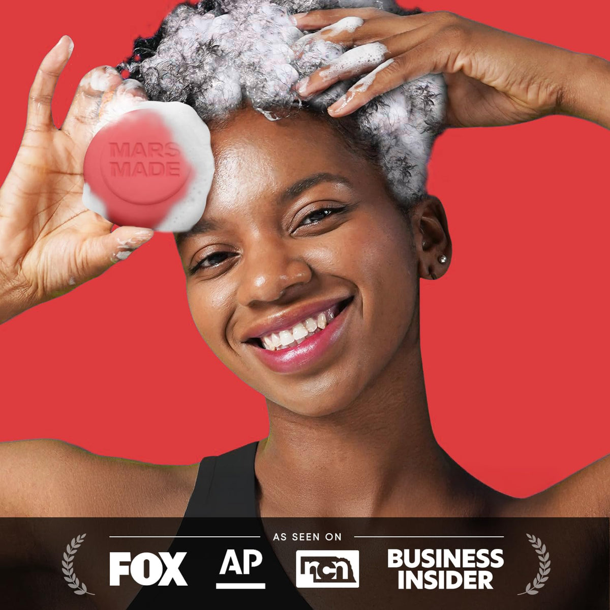 Mars Made Red Bean Shampoo Bar 2.0 - Champú en barra de jabón natural hidratante e hidratante para el color del cabello y nutrición del cuero cabelludo.