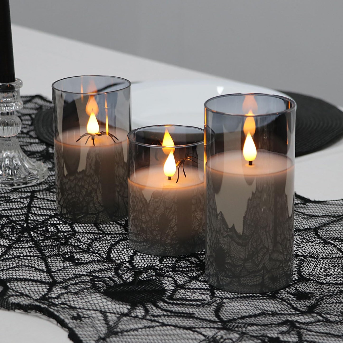 Velas led Rhytsing Gris con Mando Decorativas Grandes para Navidad