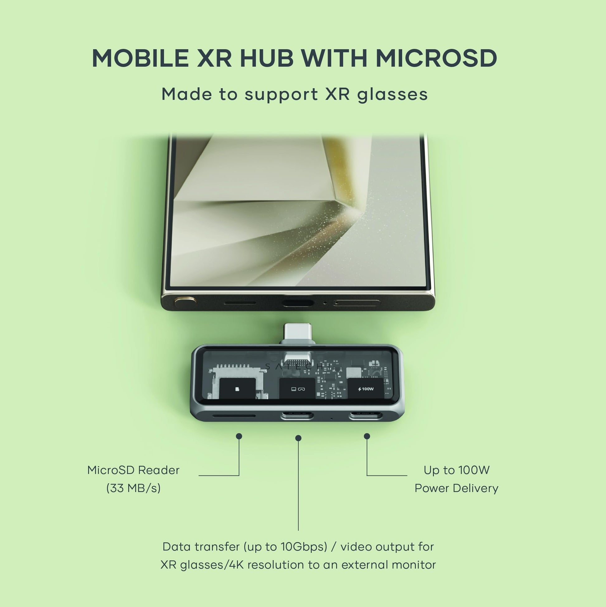 Hub USB-C SATECHI Plata con HDMI 4K y Carga 100W para iPad, MacBook, Switch OLED y Más