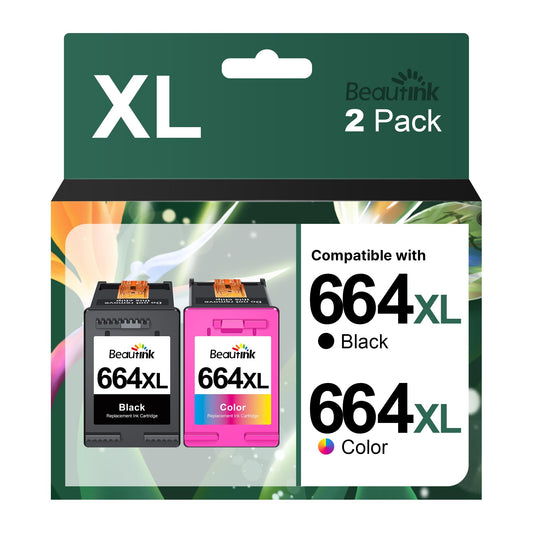 Beautink Cartucho Compatible con HP 664 664XL 664 XL Cartucho de Tinta Compatible con HP DeskJet Ink Advantage 1115 2135 3630 2675 3635 3775 3835 4535 4675 5075 1 Negro 1 Tricolor