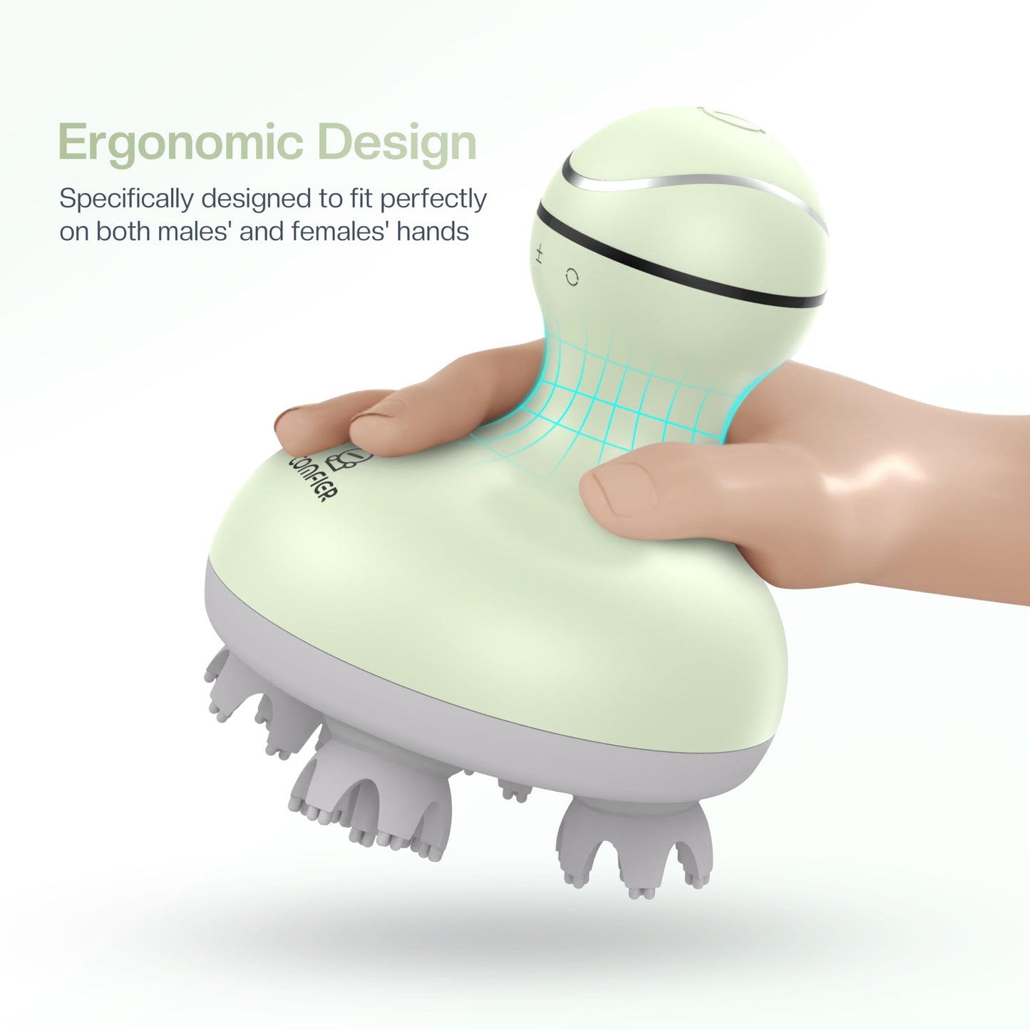 COMFIER Masajeador De Cuero Cabelludo, Rascador De Cabeza Eléctrico, Masajeador De Cabeza Portátil Para El Crecimiento Del Cabello Con 84 Nodos De Masaje De Silicona, Masajeador Dog&Cat, Rec