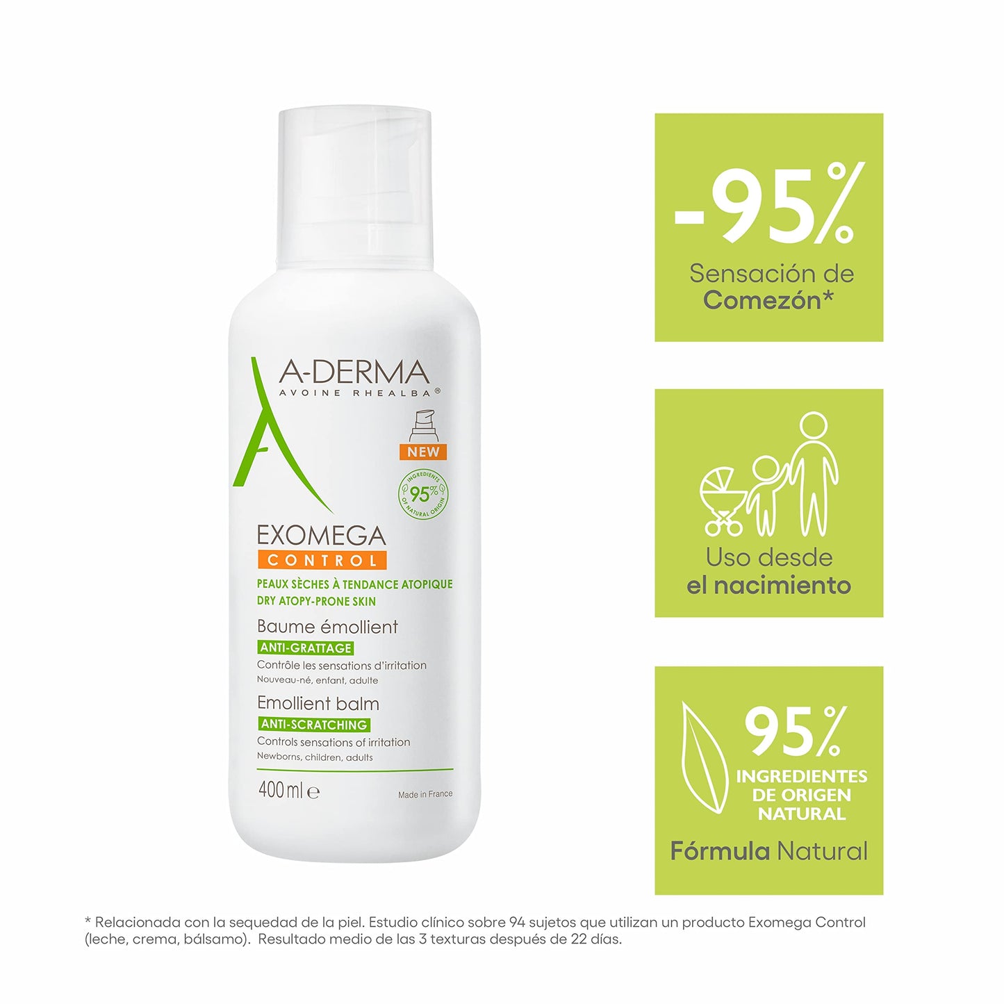 Bálsamo Emoliente Anticomezón A-Derma Exomega Control - Hidratación Profunda para Piel Sensible - 400ml