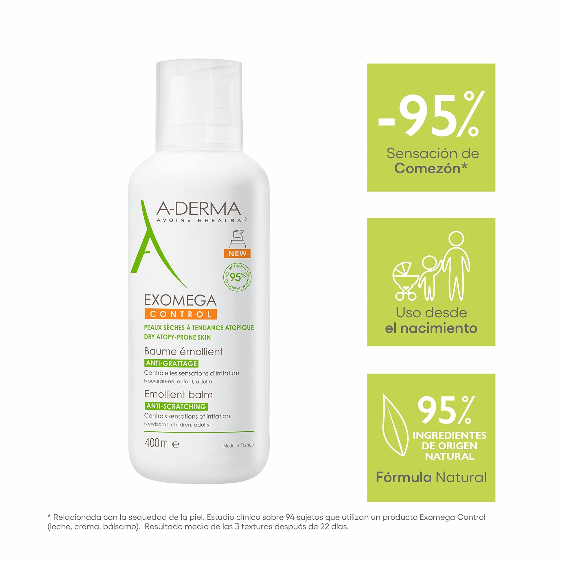Bálsamo Emoliente Anticomezón A-Derma Exomega Control - Hidratación Profunda para Piel Sensible - 400ml