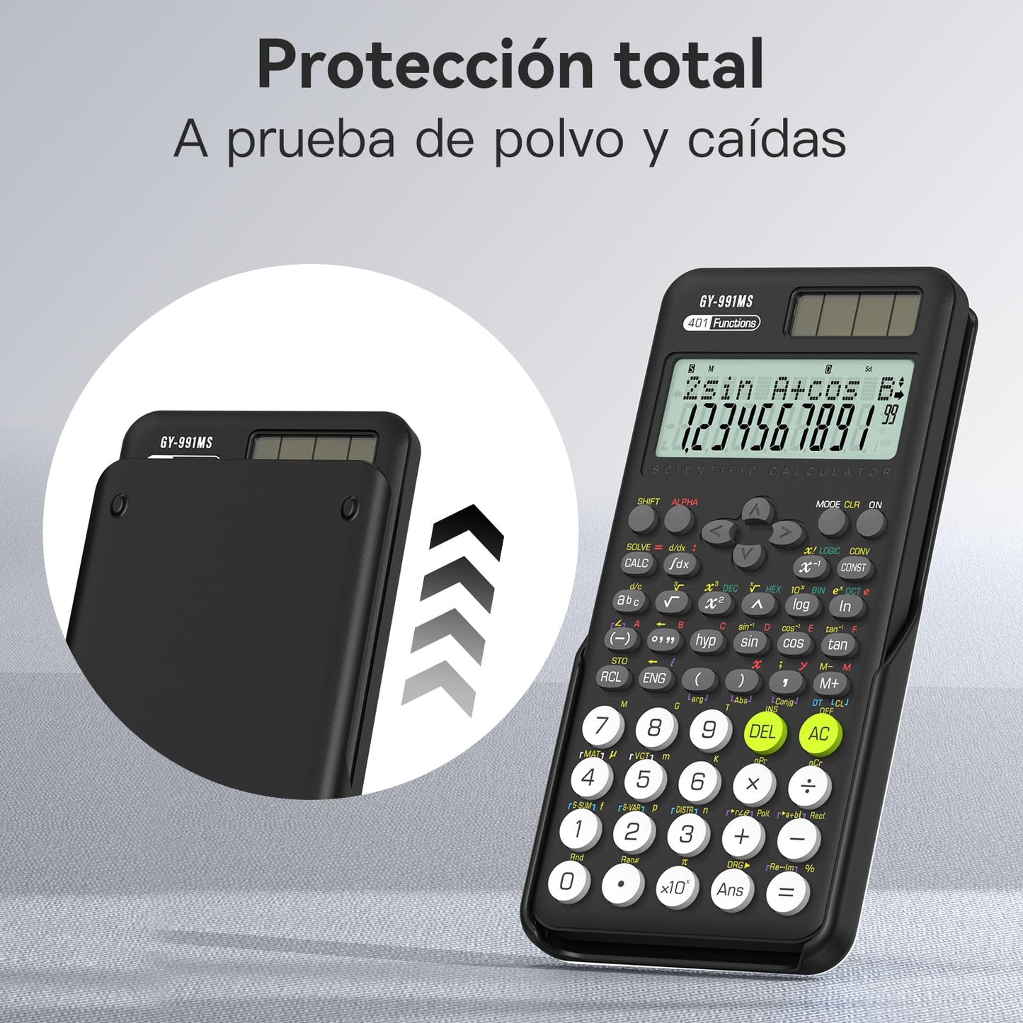 Calculadora Científica ROATEE Negra con 401 Funciones y Pantalla de Dos Líneas