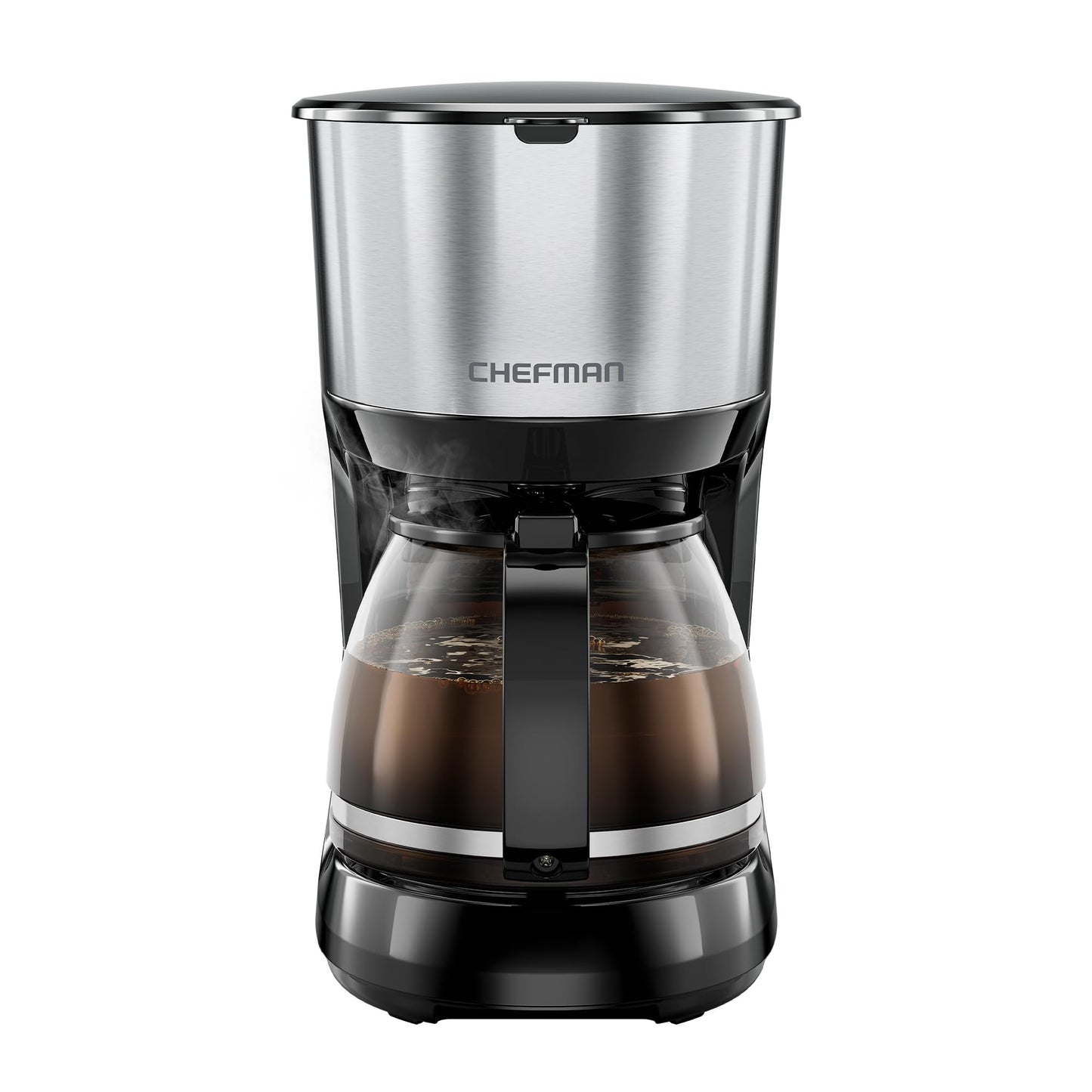 Cafetera Eléctrica Chefman Acero Inoxidable Olla Antigoteo Jarra de Vidrio 1L Filtro Reutilizable