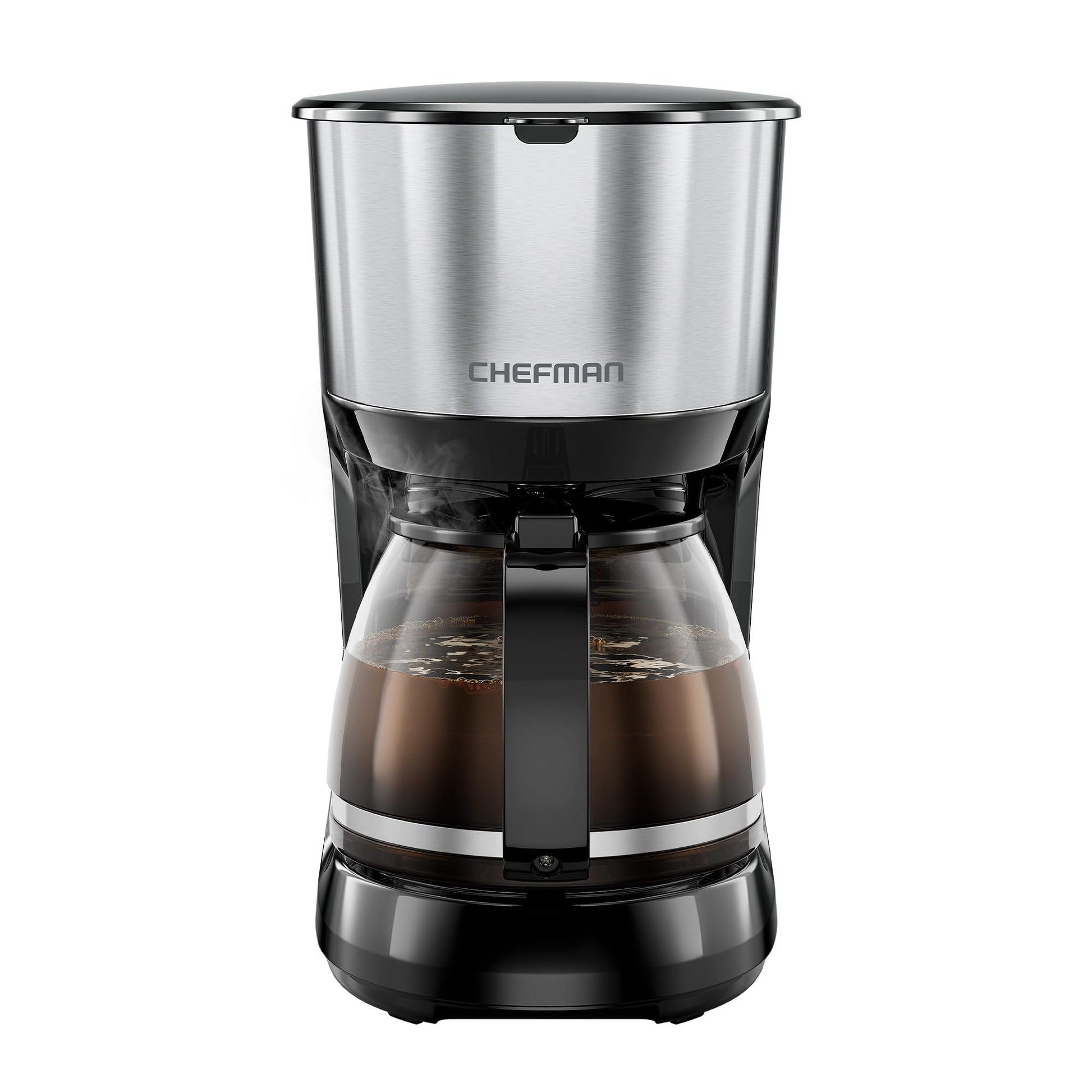 Cafetera Eléctrica Chefman Acero Inoxidable Olla Antigoteo Jarra de Vidrio 1L Filtro Reutilizable