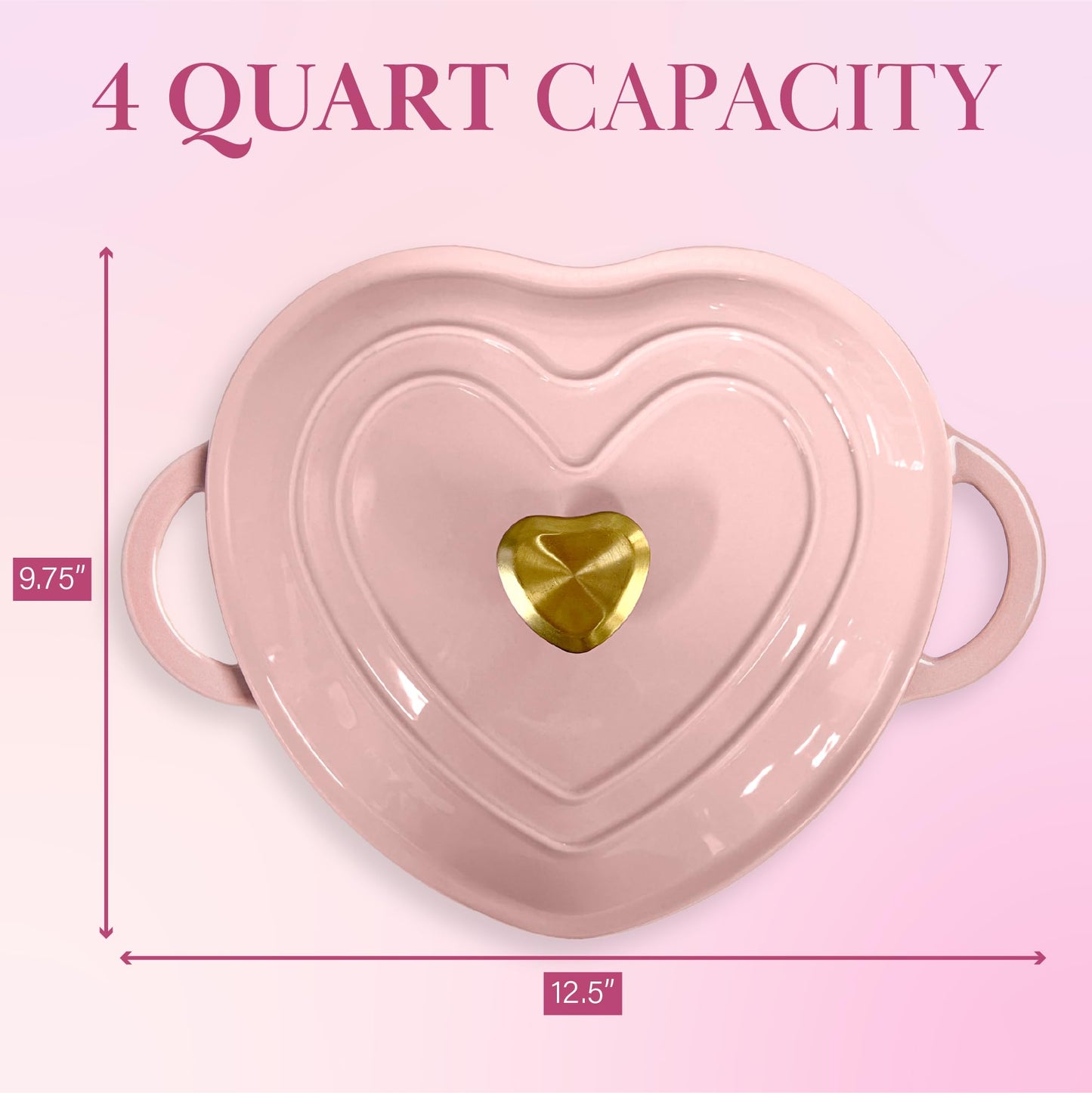 Paris Hilton Olla holandesa de hierro fundido esmaltado, en forma de corazón, con tapa, doble asa, compatible con todas las estufas, apta para horno hasta 260°C, 3.8 L, rosa