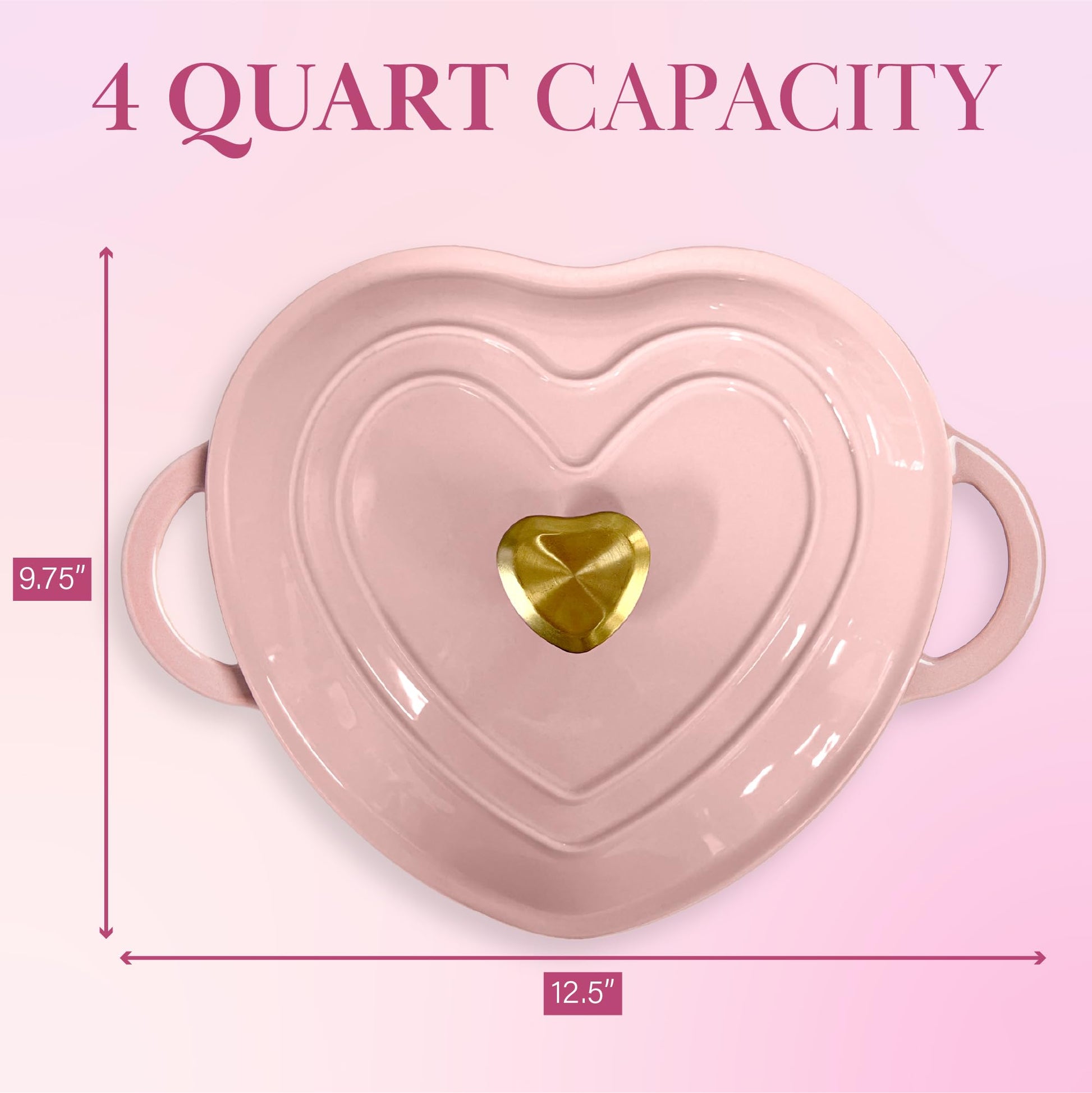 Paris Hilton Olla holandesa de hierro fundido esmaltado, en forma de corazón, con tapa, doble asa, compatible con todas las estufas, apta para horno hasta 260°C, 3.8 L, rosa