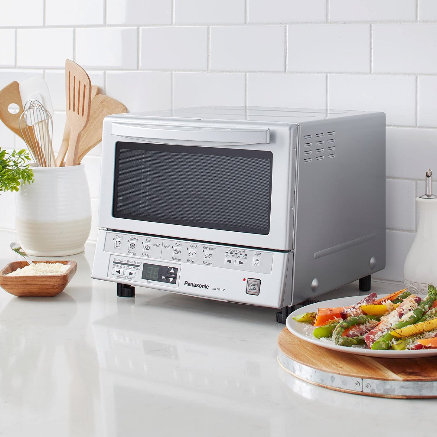 Horno Tostador Panasonic FlashXpress Plateado con Doble Calefacción por Infrarrojos y 6 Opciones de Cocción Automática