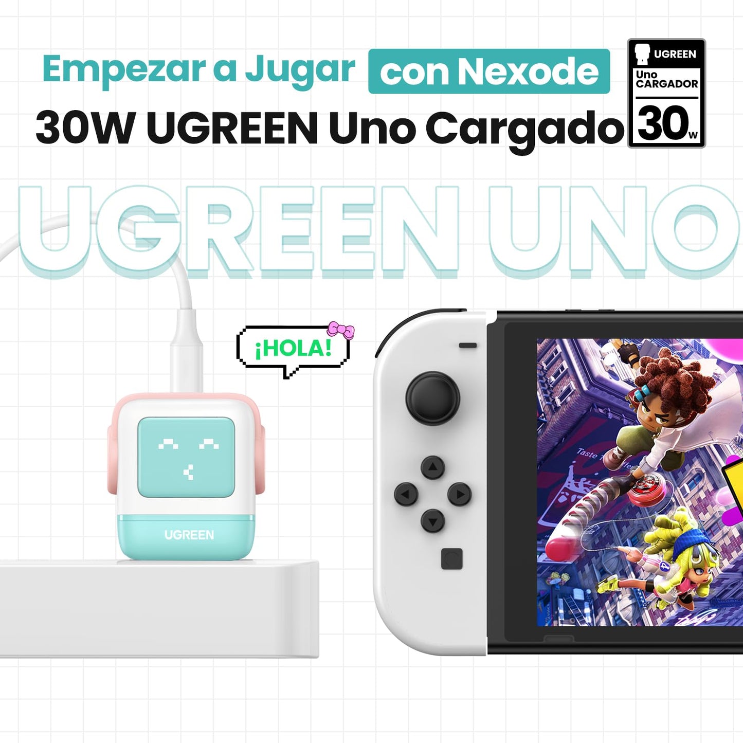 Cargador USB C UGREEN Nexode 20W Blanco Mini Compatible con iPhone 16 para Carga Rápida