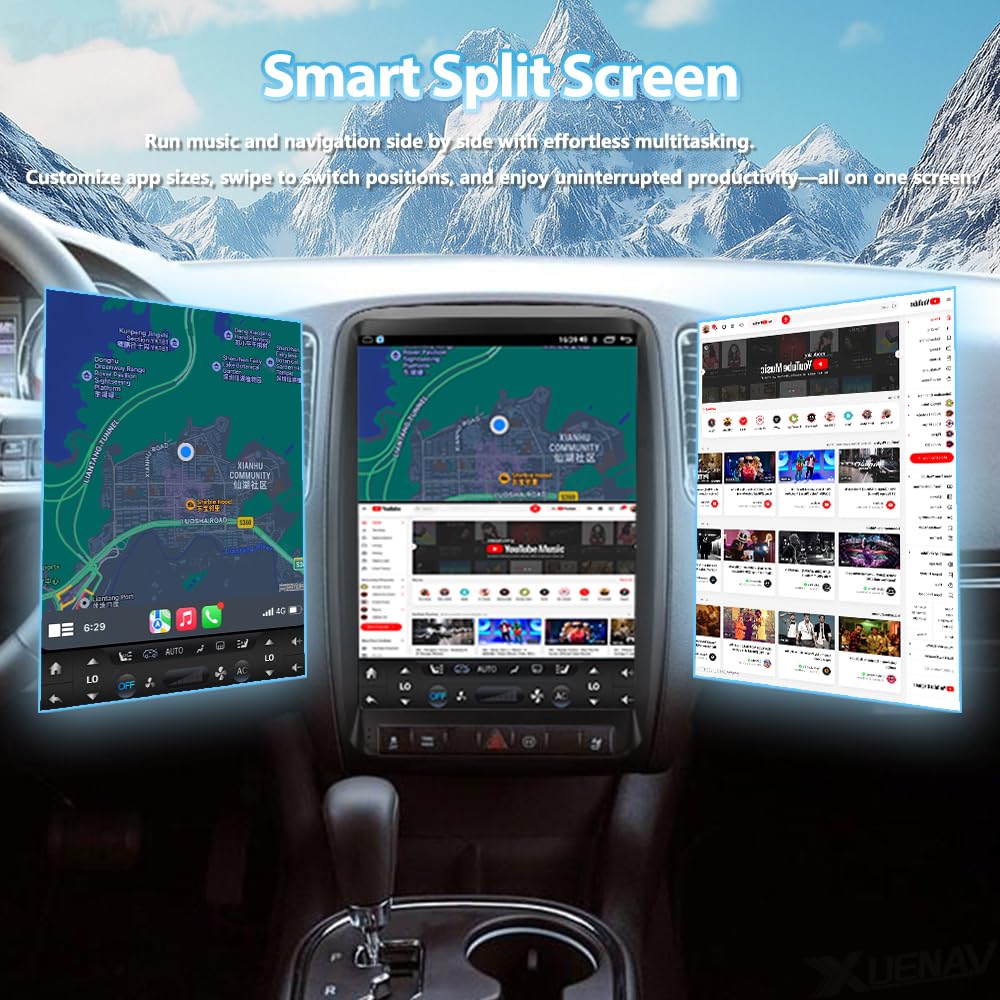 XUENAV- Pantalla táctil Android Head Unit Upgrade para 2011 2012 2013 Dodge Durango Android Coche Radio Reemplazo inalámbrico carplay Android Auto Auto navegación GPS Auto Estéreo