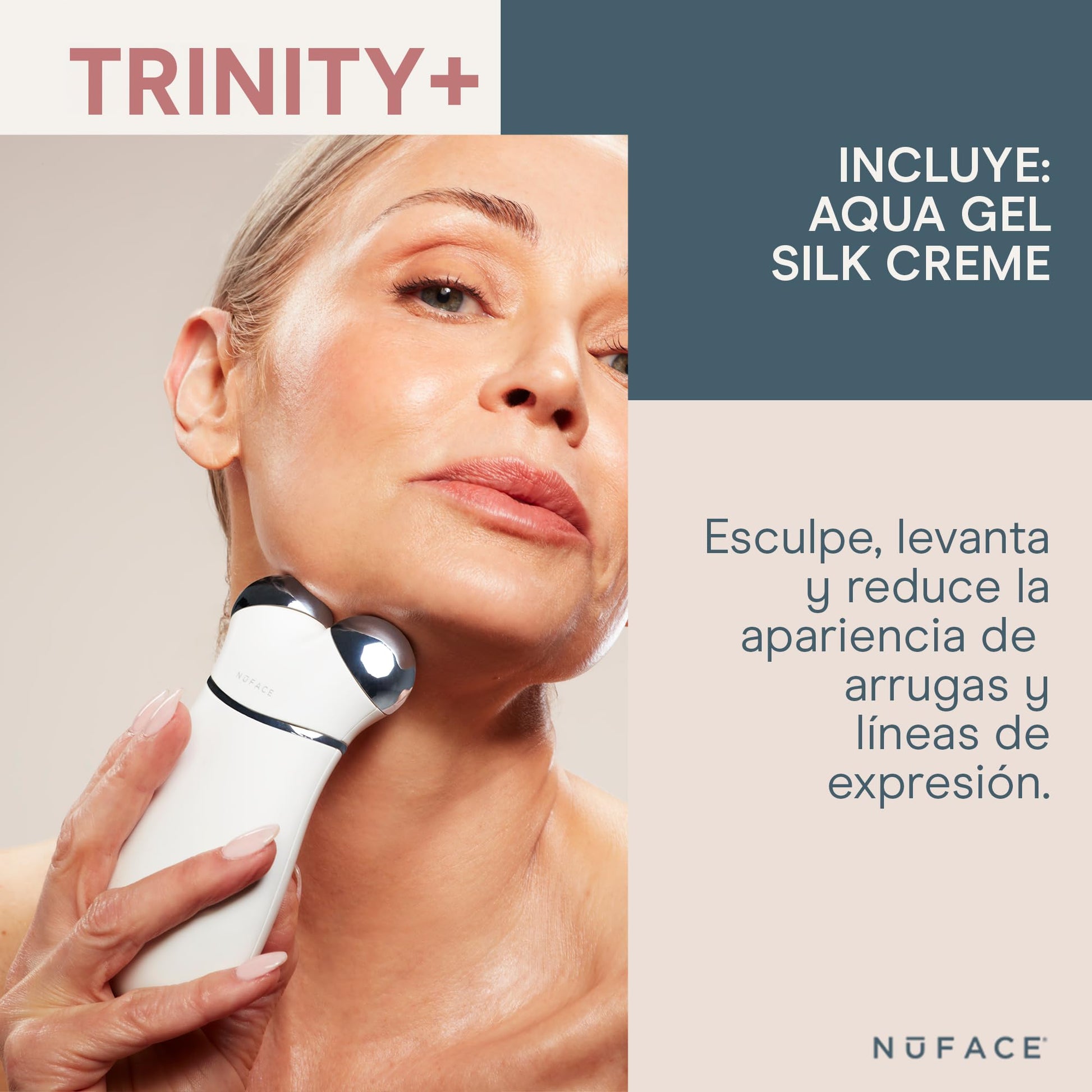 NUFACE | KIT DE INICIO TRINITY+ | Dispositivo Portátil Microcorriente Facial + 2 Serum y Brocha | Doble Polarización | Gel Hidratante Facial con Acido Hialuronico | Completa tu Rutina Skin Care