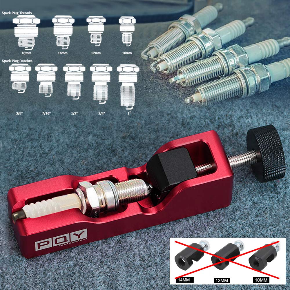 PQY - Herramienta universal para la mayoría de bujías de 10 mm, 12 mm, 14 mm, 16 mm, color rojo