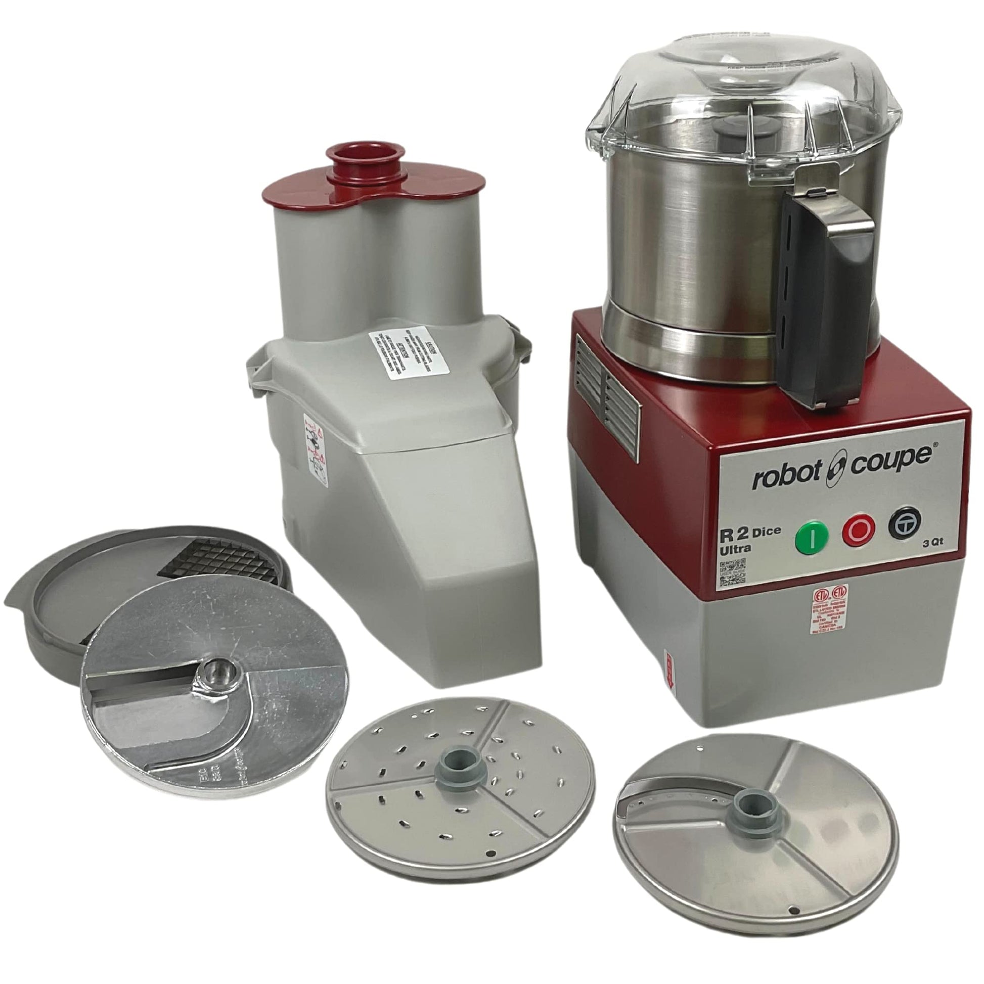 Procesador de Alimentos Robot Coupe R2U DICE Acero Inoxidable con Tazón de 3 Cuartos y Alimentación Continua