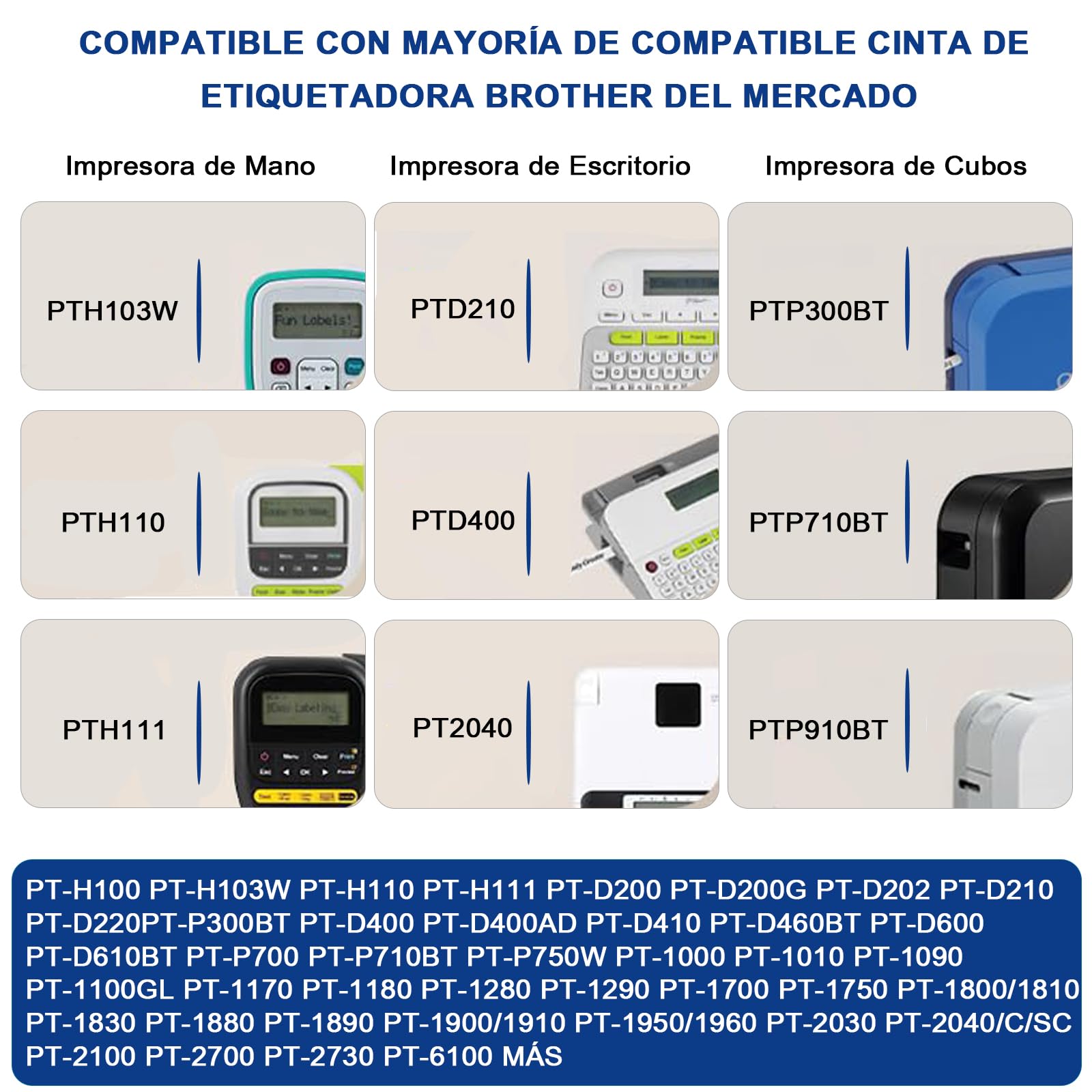 Compatible Cinta de Etiquetadora Brother en Negro sobre Blanco, 6PSC, Compatible Cinta de Rotulador Brother(12MM*8M), TZE-231 TZ-231 Label Tape para PT-D210 PT-D200 PT-H110 PT-D600 PT-1010 PT-1800