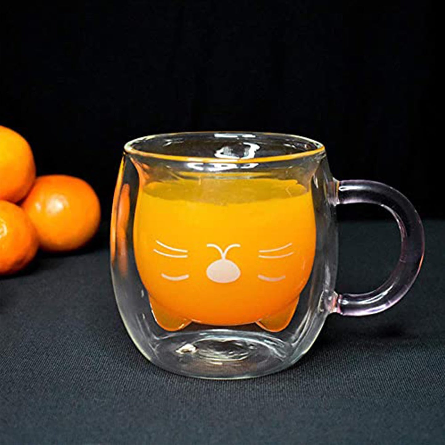 Binoster - Taza con aislamiento de doble pared de vidrio, taza de café, taza de té, taza de leche, regalo para oficina, cumpleaños, uso personal, de Navidad (gato púrpura)