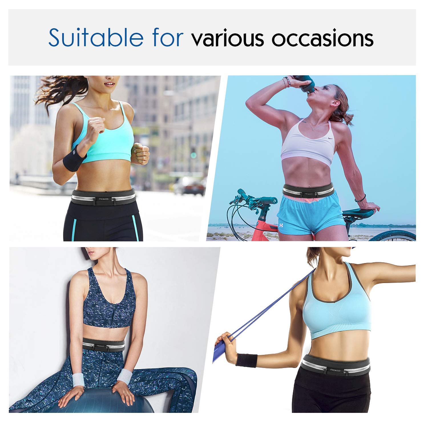 Cinturón Deportivo MoKo Azul Reflectante Resistente al Sudor Compatible con iPhone para Hombre y Mujer