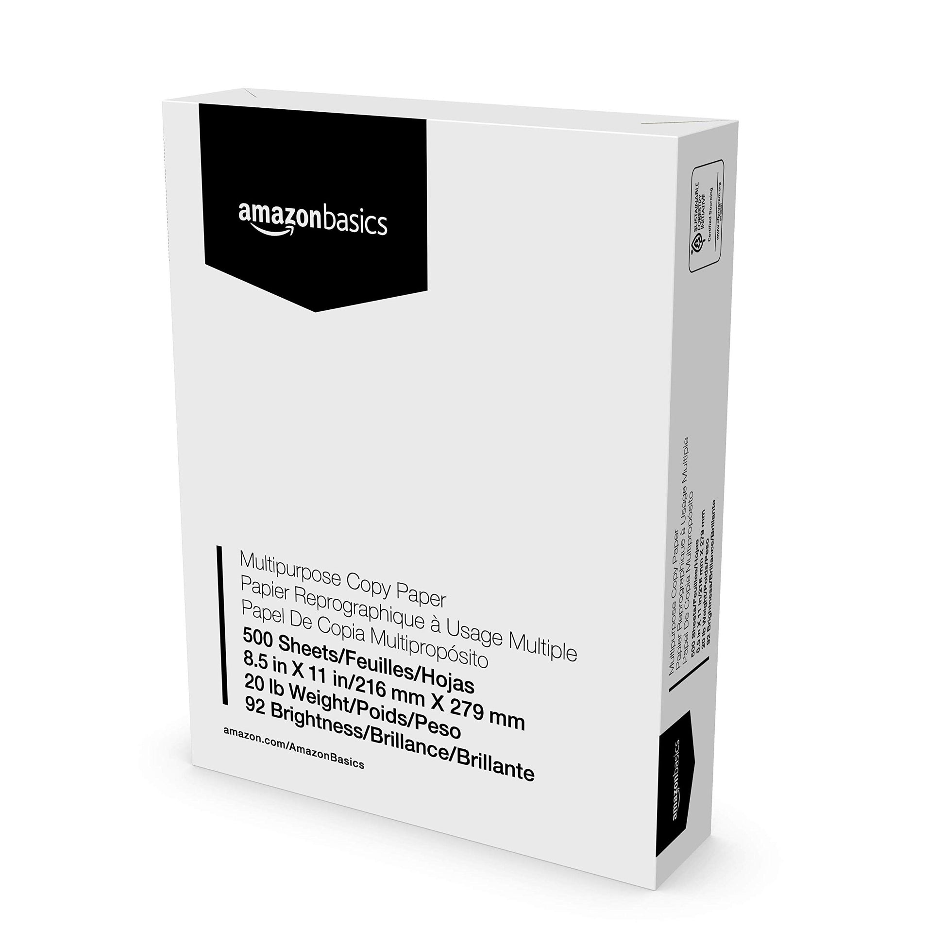 Canon GI-190 BK Lam + Amazon Basics - Papel Multiusos para Impresora de Copia, 8.5 x 11 Pulgadas, Papel de 20 Libras, 1 resma (500 Hojas), Blanco Brillante 92 GE
